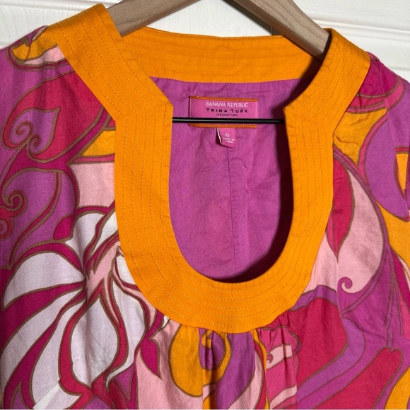 Banana Republic Trina Turk Purple Mod 60's Dress Size 0 Cotton Silk XSmall Lined - Picture 5 of 12